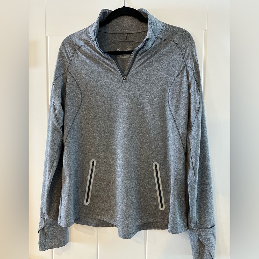 Gray 1/4 zip, cold gear, Under Armour. XL